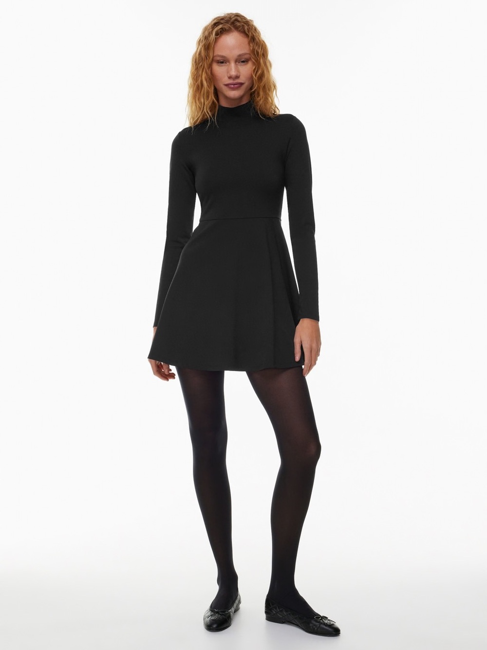 Aritzia Sunday Best Long-Sleeve Black Dress with Mock Neck